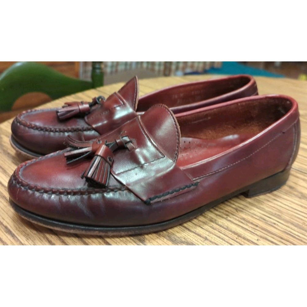 Men's Land's End Burgundy/Brown Leather Lined Tassel Loafers Size 9.5 M - Picture 4 of 10